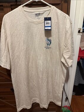 Izod Cream Short-Sleeve Tee with Big Mouth Fish Graphic
